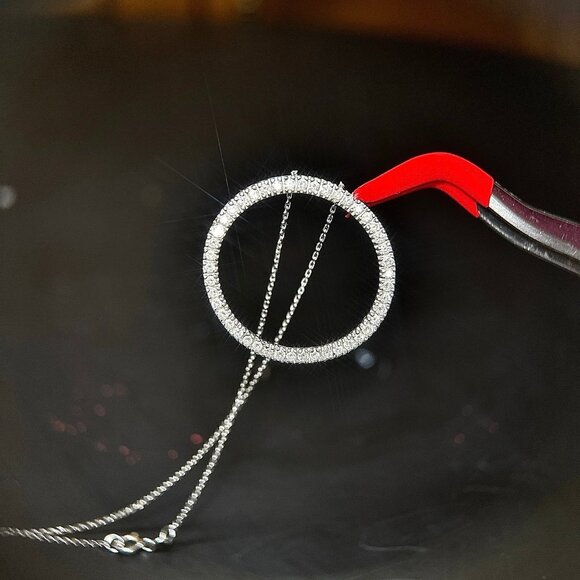 Stunning 14K Gold Eternity Diamond Necklace - Picture 5 of 9